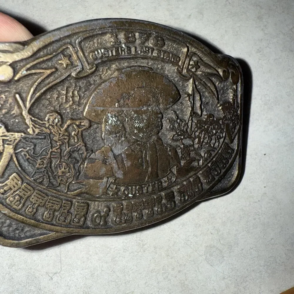 1876 Custer's Last Stand Battle of Little Bighorn Vtg 1975 Belt Buckle Cowboy